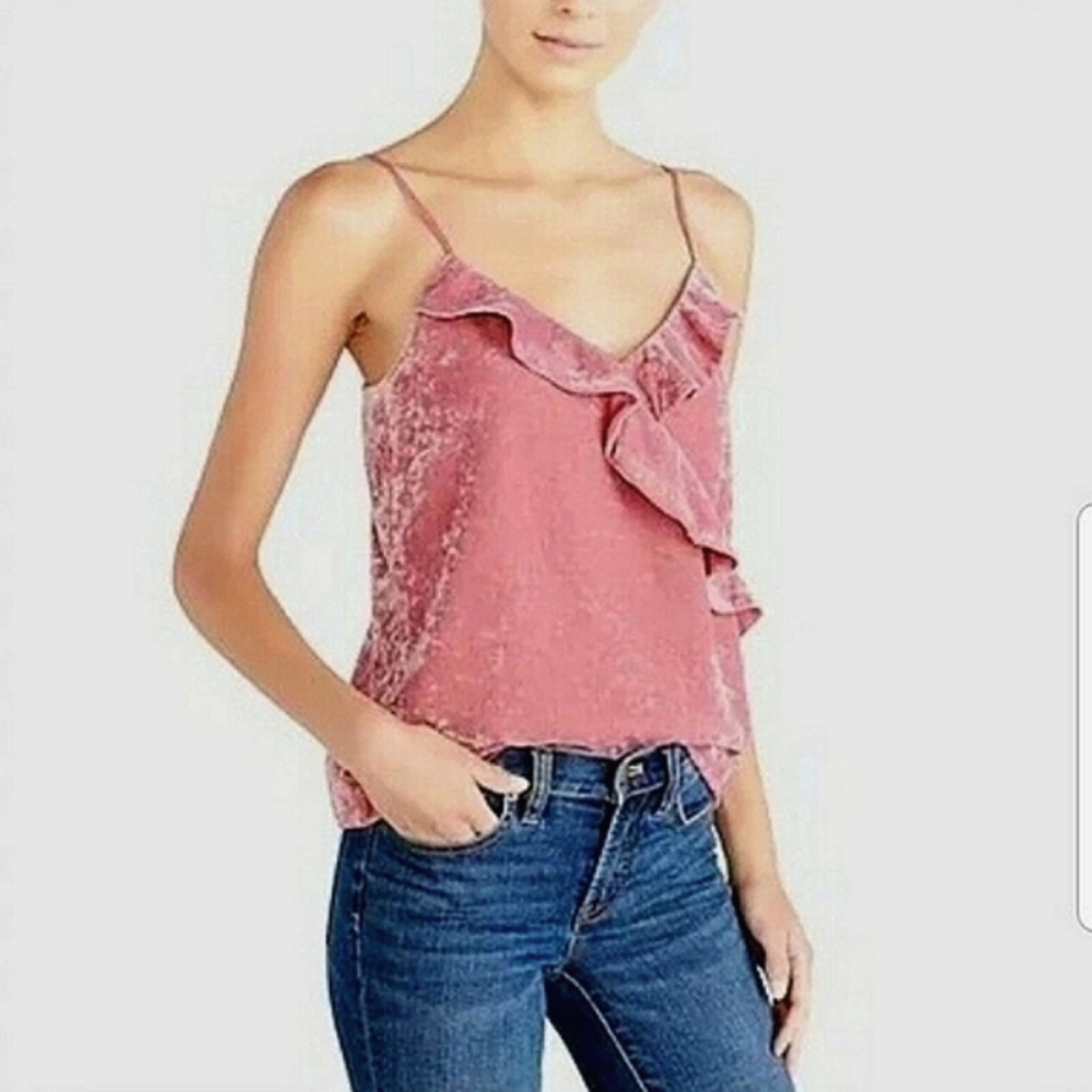 J.Crew Velvet Ruffle Spaghetti Strap Top